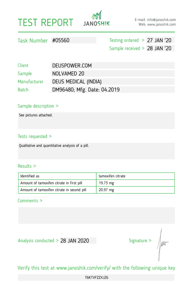 NOLVAMED 20 (Tamoxifen Citrate), Deus Medical, Köp steroider online - www.deuspower.shop