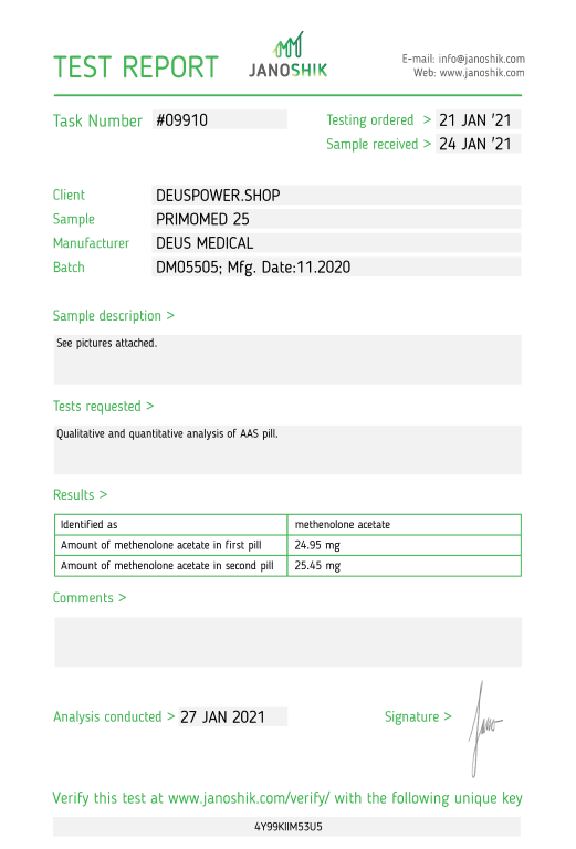 PRIMOMED 25 (Methenolone Acetate)