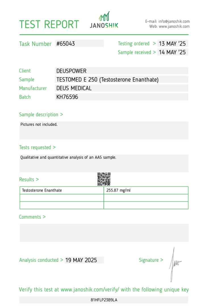 TESTOMED E 250 (Testosterone Enanthate), Deus Medical, Köp steroider online - www.deuspower.shop