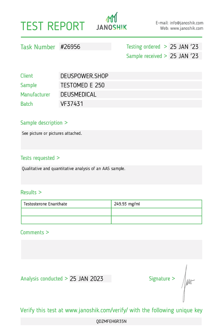 TESTOMED E 250 (Testosterone Enanthate), Deus Medical, Köp steroider online - www.deuspower.shop